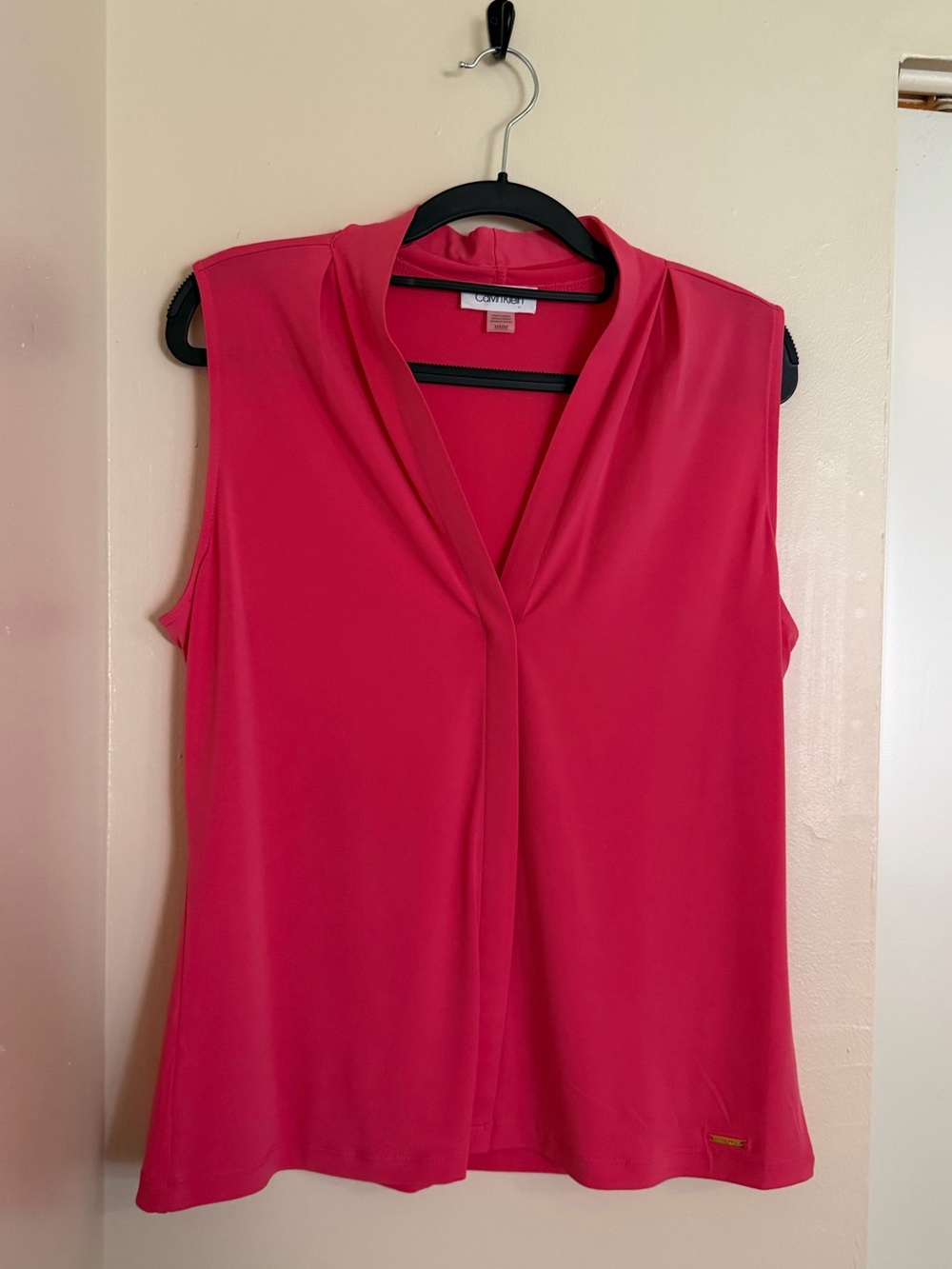 Calvin Klein Sleeveless V-Neck Blouse in Bright Pink